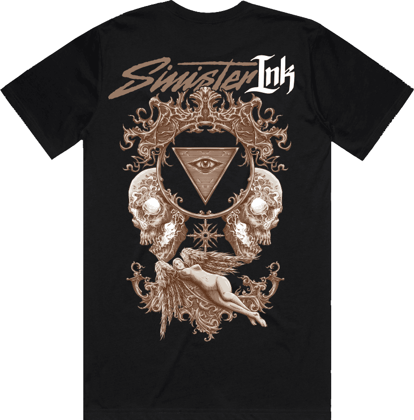 Fallen Angel Tee Back Design Flat Lay