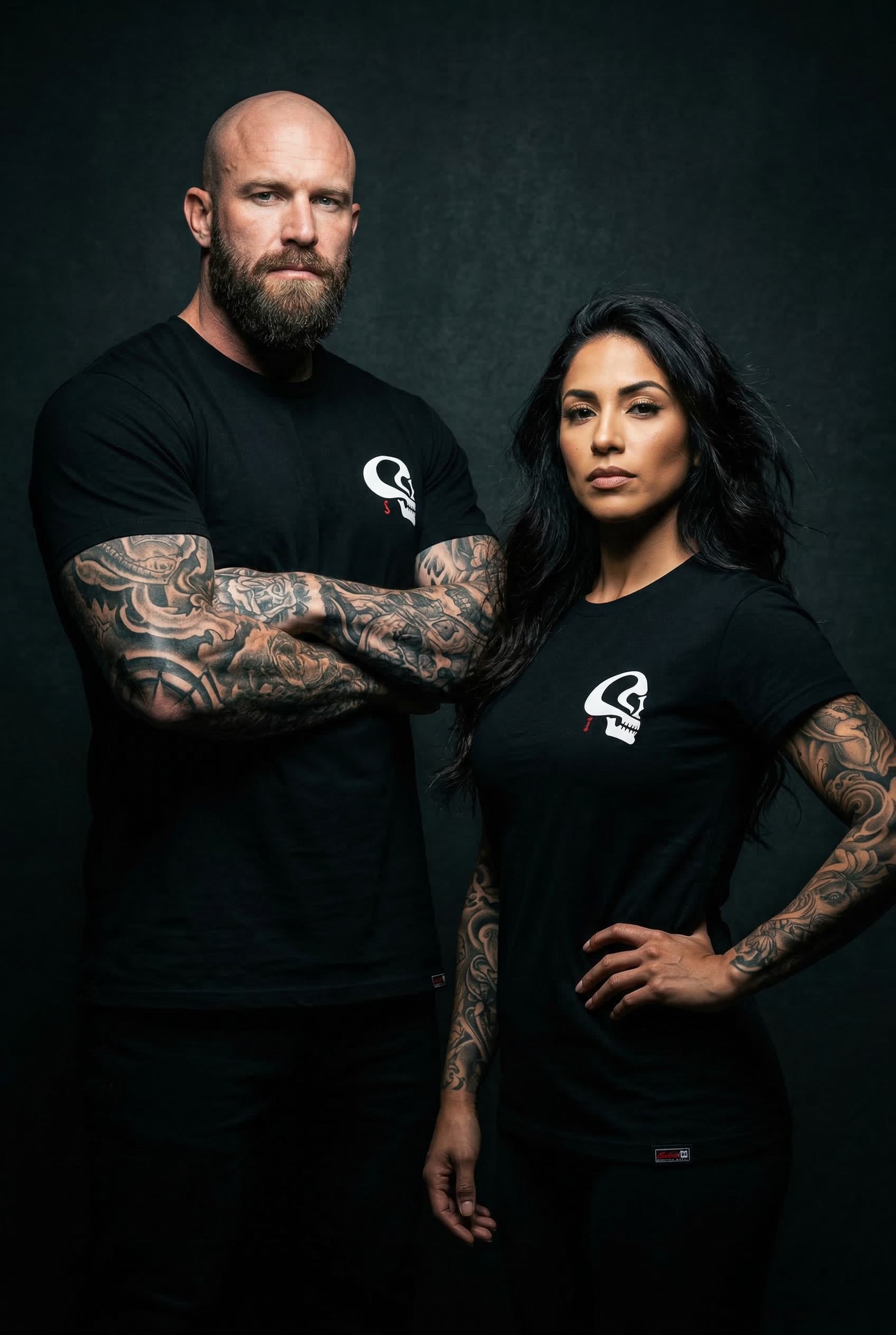 Fallen Angel Tee — Male & Female Models Front View Studio