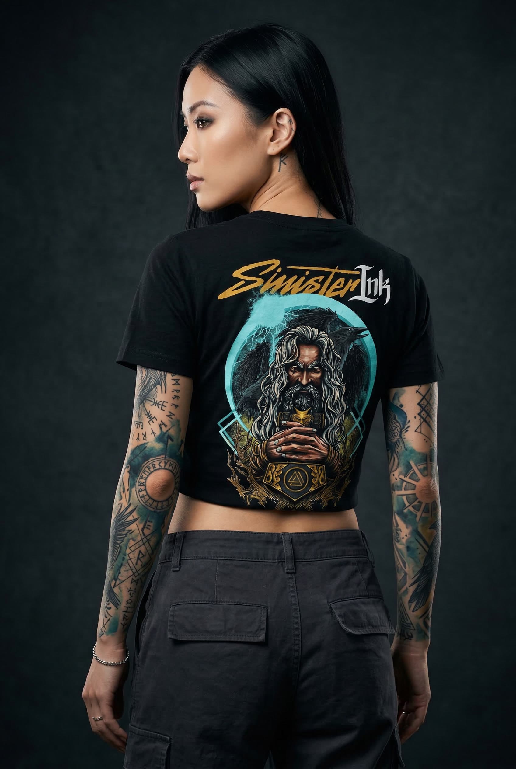 Odin Tee — Female Model Studio Back View