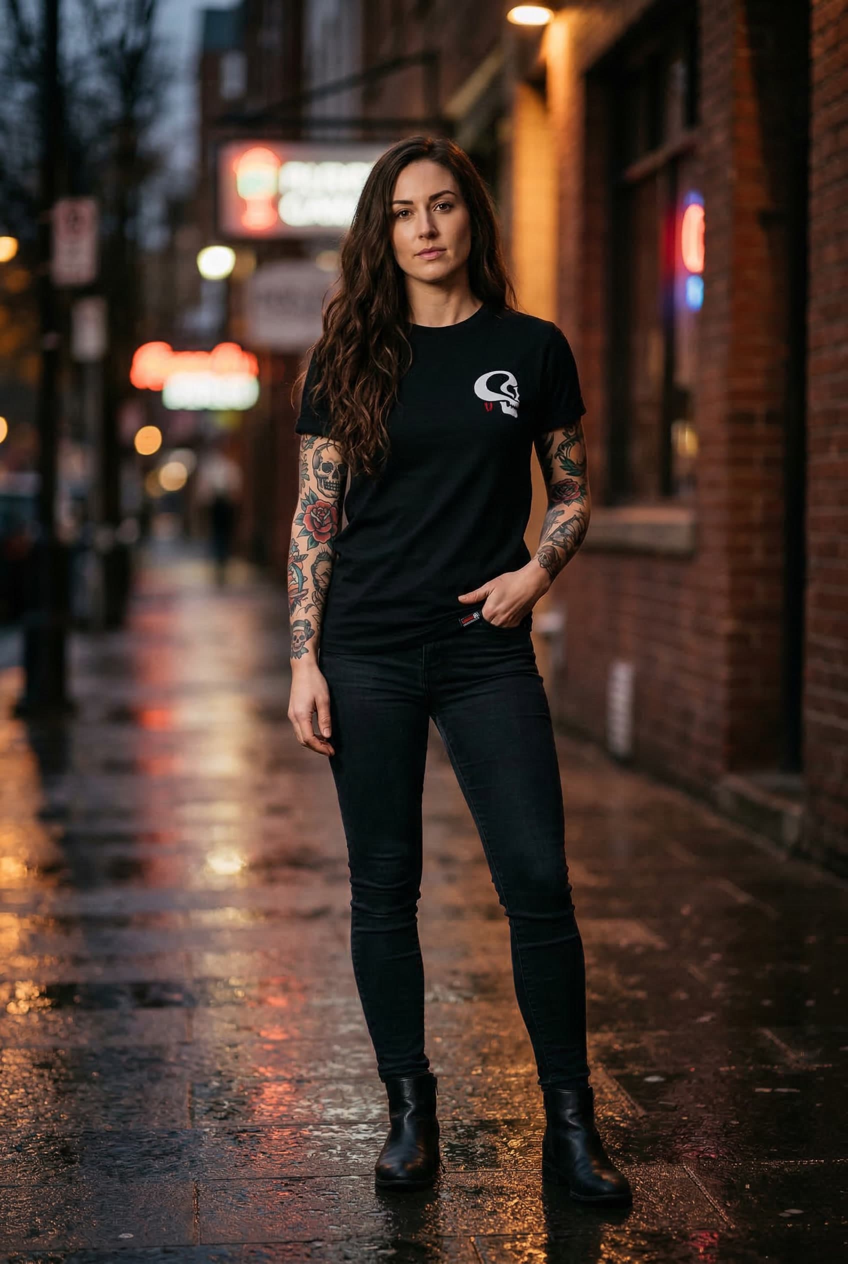 Odin Tee — Female Model Urban Front View