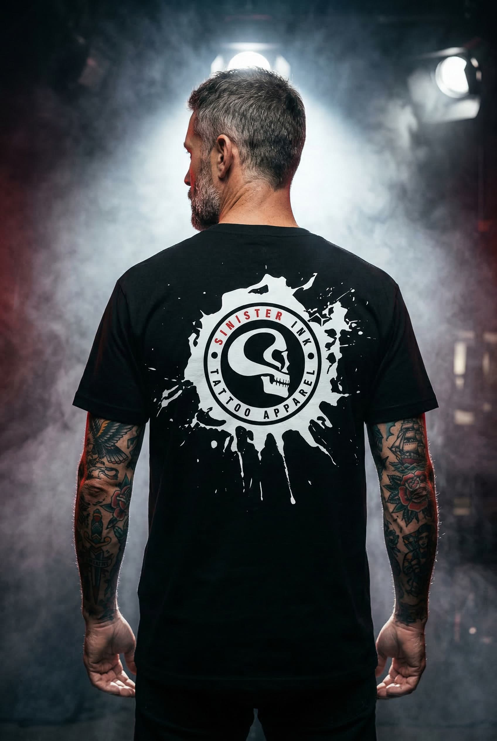 Sinister Ink Original Tee — Male Model Editorial Back View