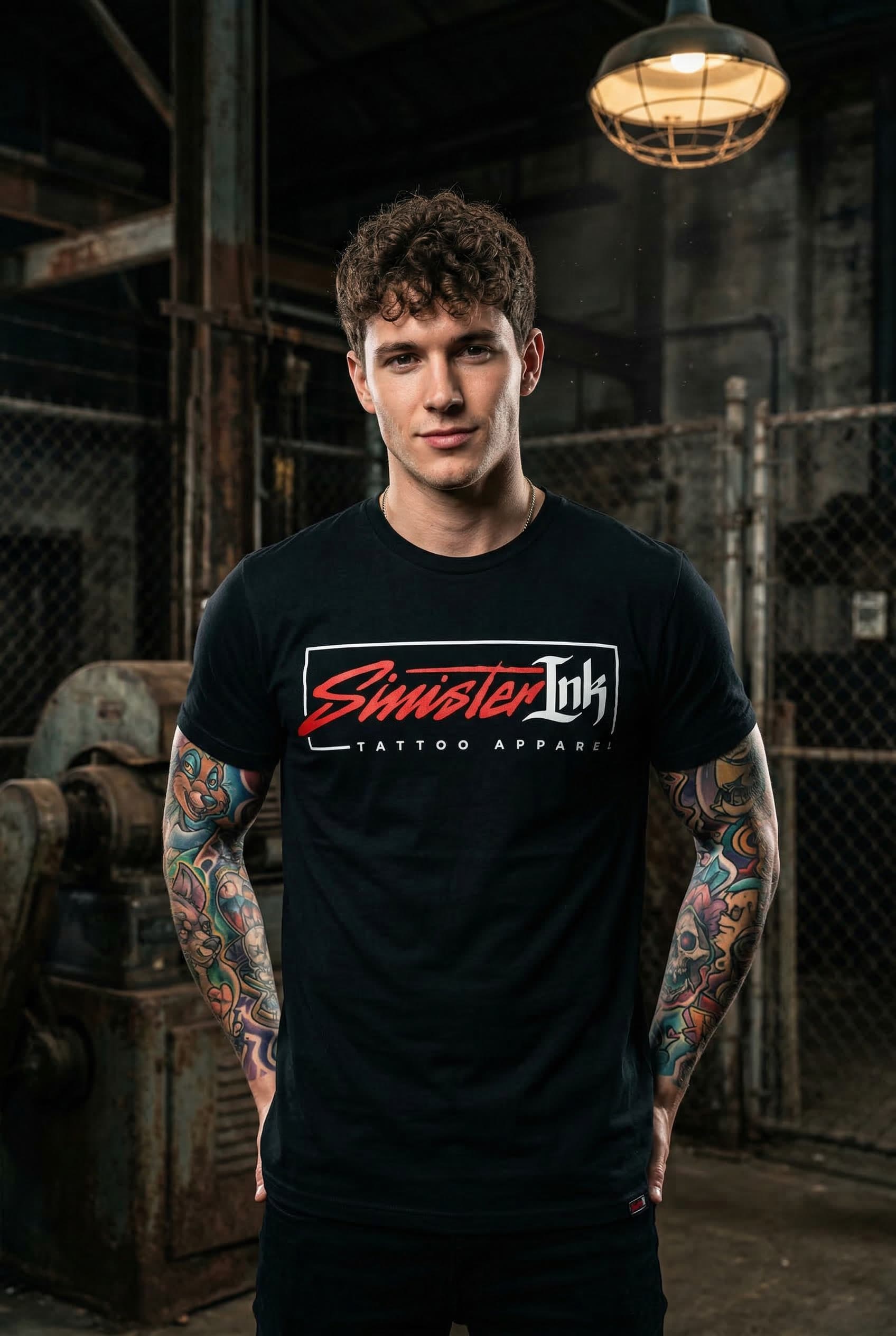 Sinister Ink Original Tee — Male Model Warehouse Front View