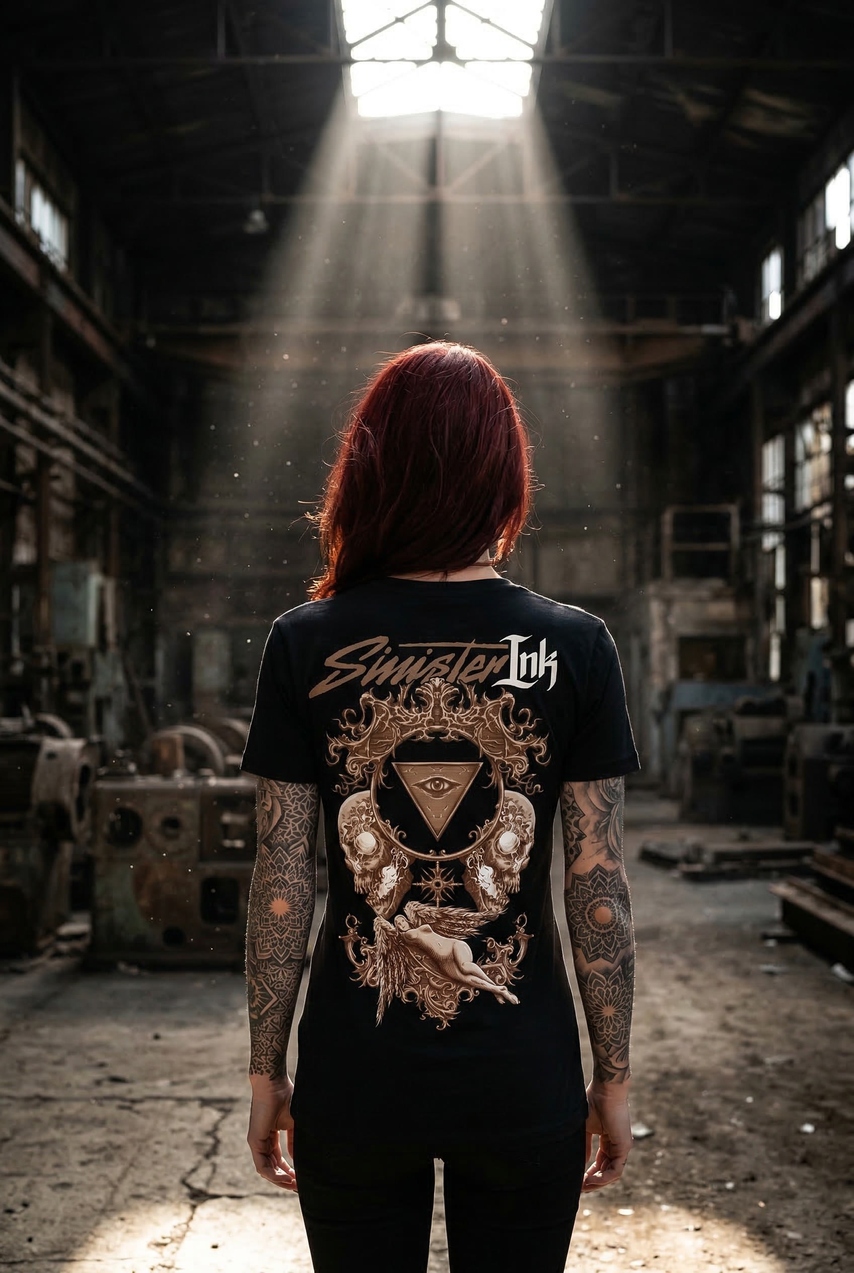 Fallen Angel Tee — Female Model Editorial Back View
