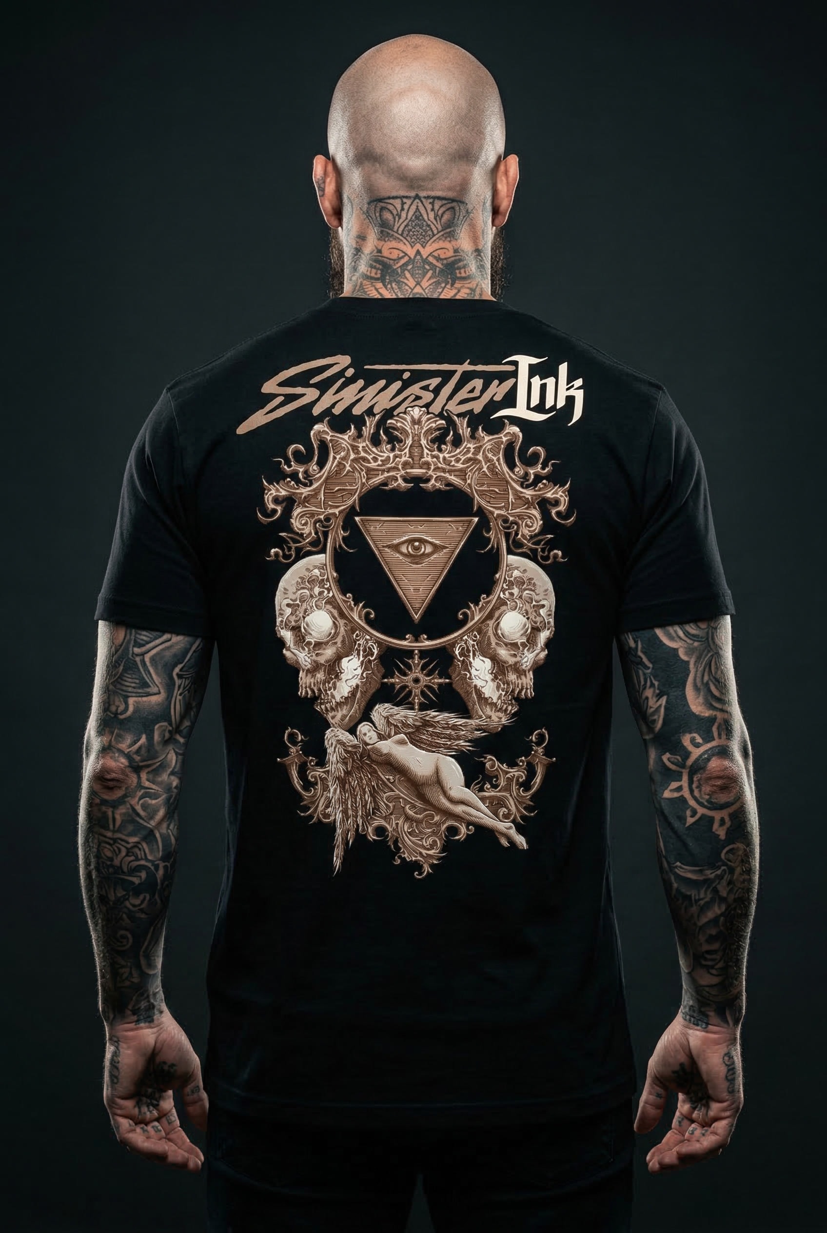 Fallen Angel Tee — Male Model Studio Back View