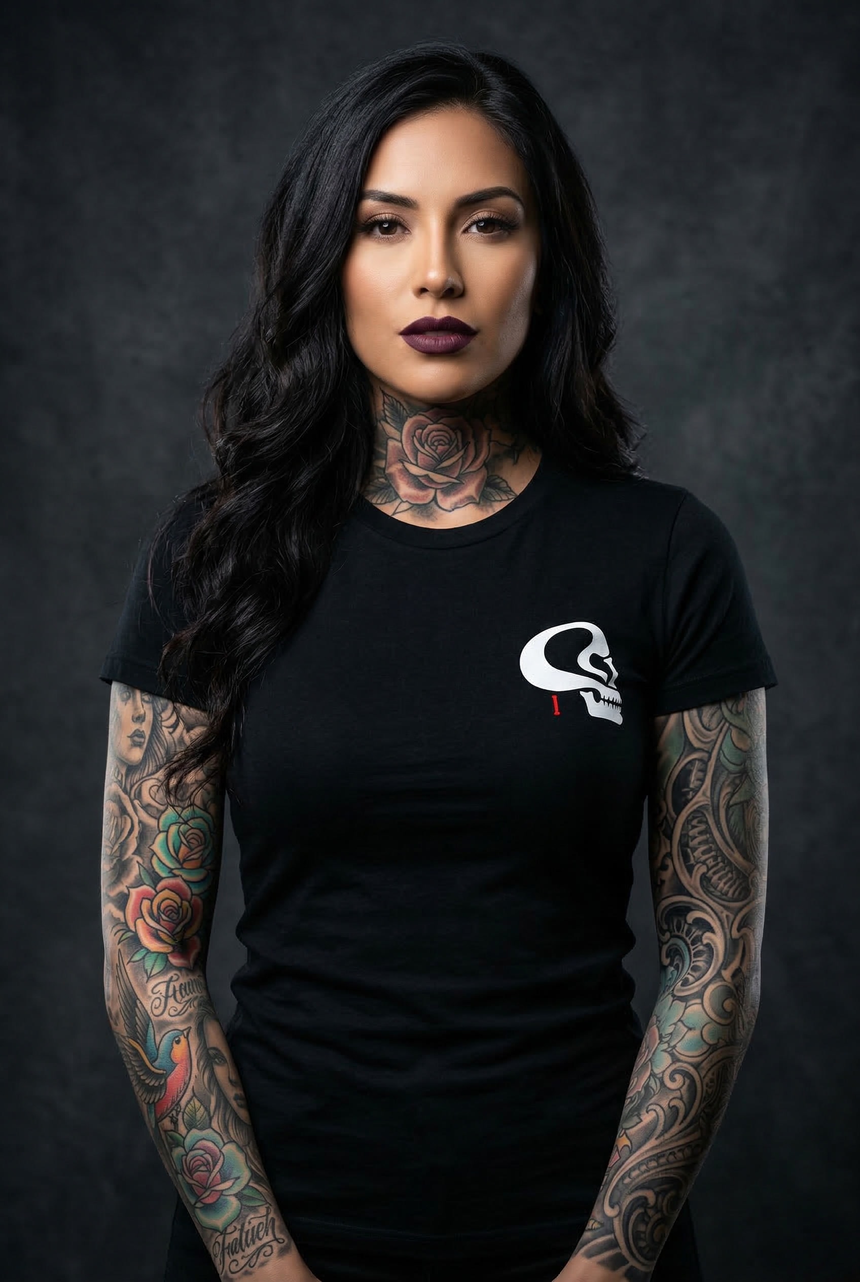 Fallen Angel Tee — Female Model Studio Front View